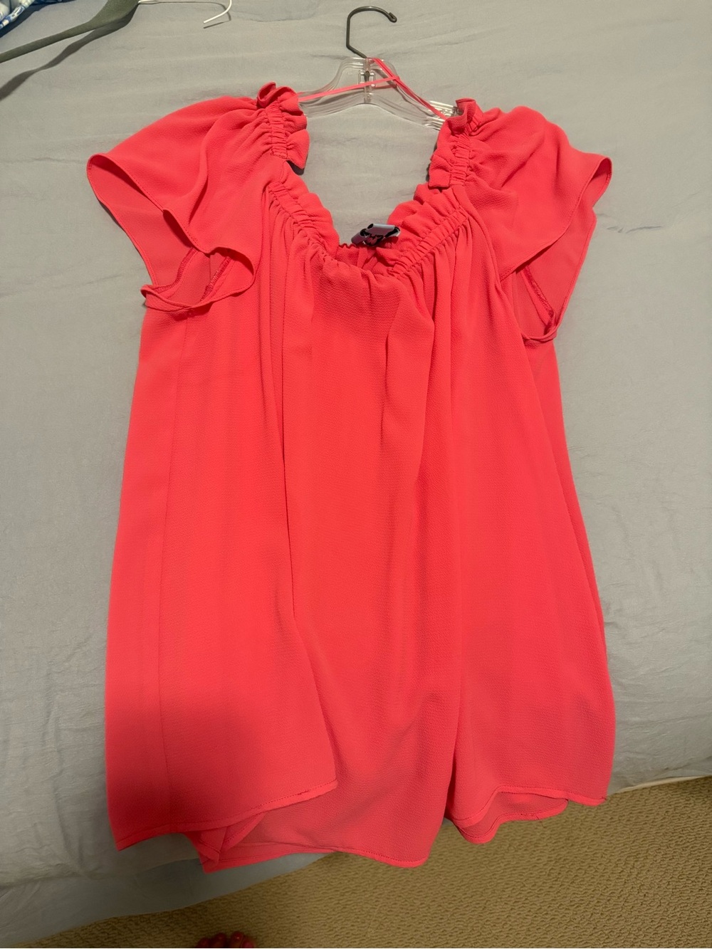 CeCe Coral-Pink Flutter Sleeve Blouse